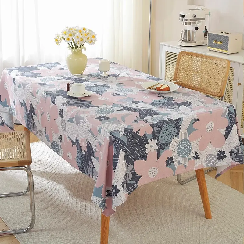 Nordic Waterproof Oil Proof Cotton Linen Printed Fabric Table Cloth Coffee Table Cloth Home High-end Feeling Tablecloth