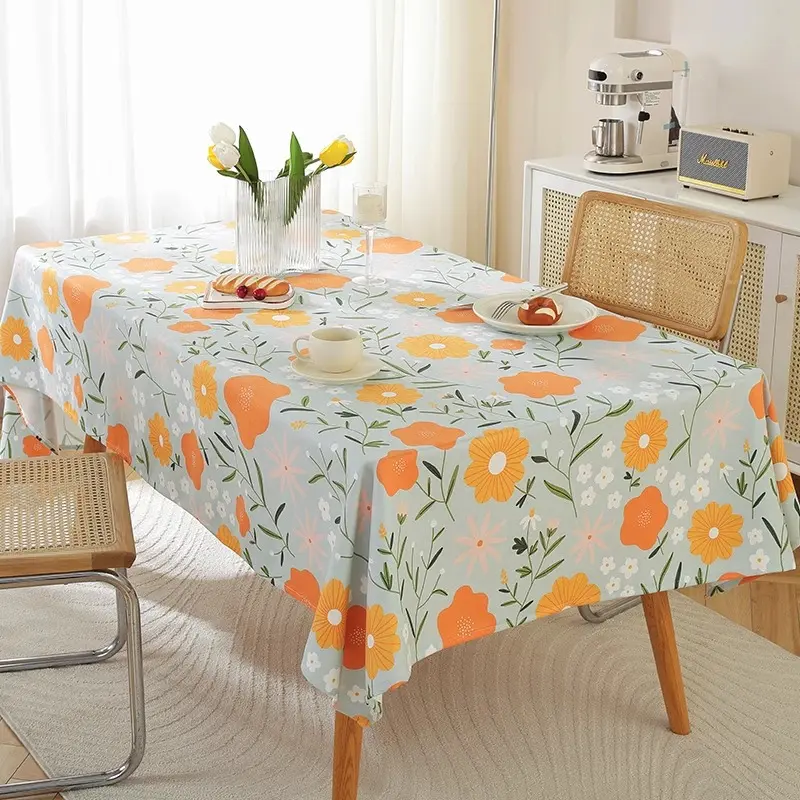 Nordic Waterproof Oil Proof Cotton Linen Printed Fabric Table Cloth Coffee Table Cloth Home High-end Feeling Tablecloth