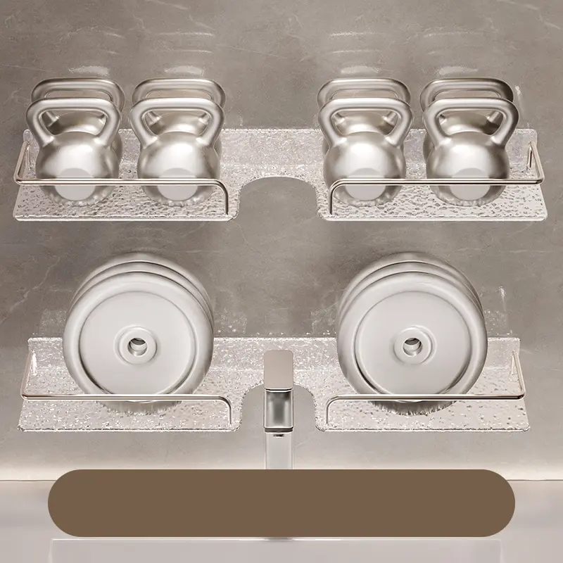 Acrylic Lightweight Luxury Style Glacier Pattern Adhesive Rack, Sturdy Non Perforated Bathroom Storage Rack Storage Shelves