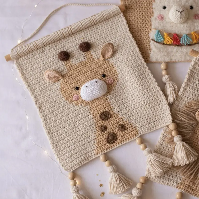 Handmade Woven Polyester Decorative Children's Room Home Decoration Cartoon Animal Shaped Wall Decoration Hanging Decoration