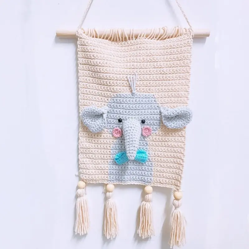Handmade Woven Polyester Decorative Children's Room Home Decoration Cartoon Animal Shaped Wall Decoration Hanging Decoration