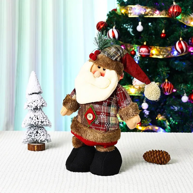 Christmas Telescopic Doll Showcase Decoration Santa Claus Snowman Standing Doll Christmas Gift Decoration Christmas Pendant