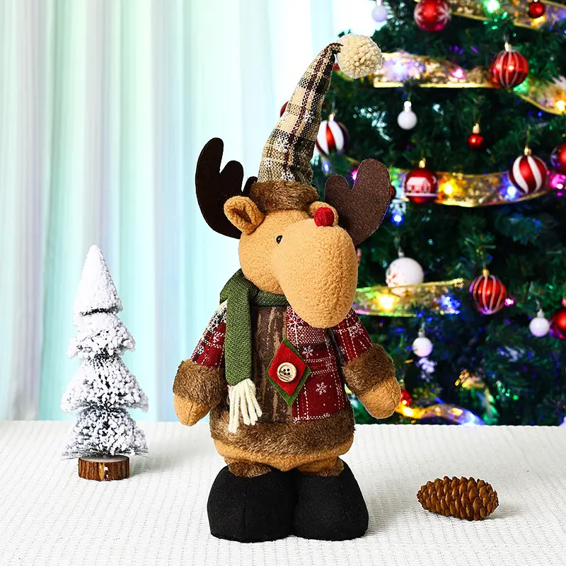 Christmas Telescopic Doll Showcase Decoration Santa Claus Snowman Standing Doll Christmas Gift Decoration Christmas Pendant