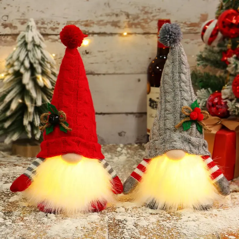 Christmas Gnome Doll Elf Ornament LED Glowing Gnome Faceless Doll Christmas Decorations Home Xmas Decoration Children Gifts NWE