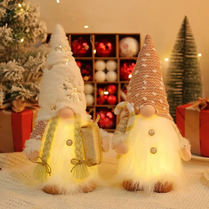 Christmas Gnome Doll Elf Ornament LED Glowing Gnome Faceless Doll Christmas Decorations Home Xmas Decoration Children Gifts NWE