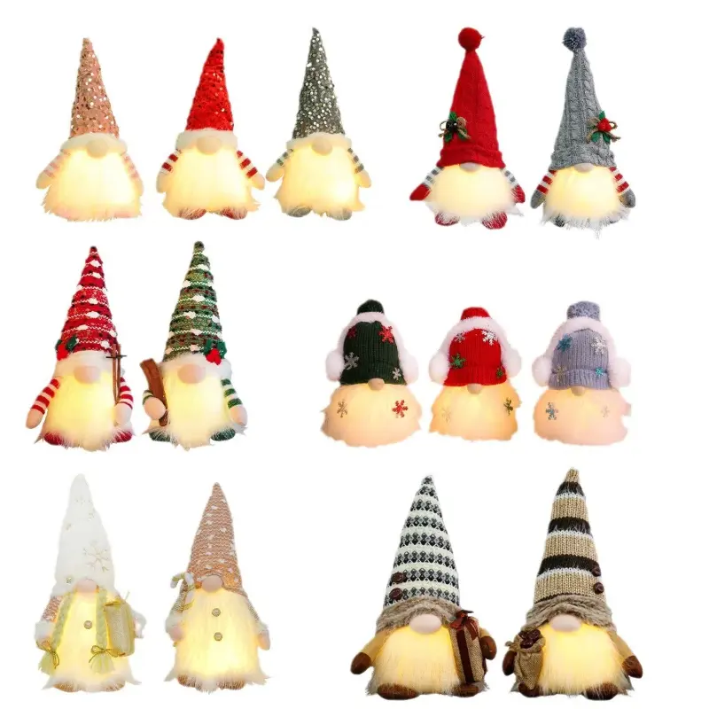 Christmas Gnome Doll Elf Ornament LED Glowing Gnome Faceless Doll Christmas Decorations Home Xmas Decoration Children Gifts NWE