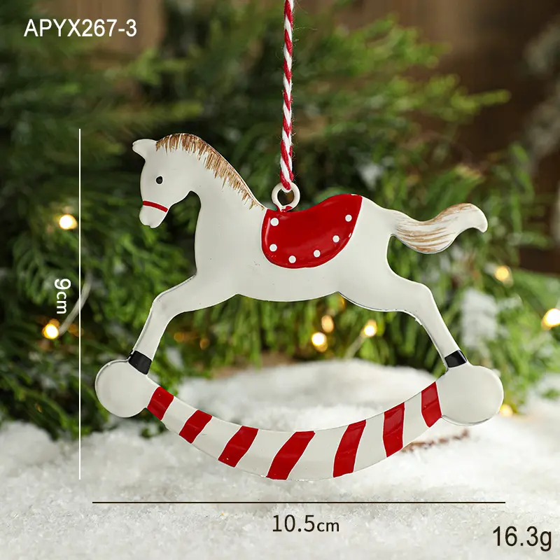 Christmas Danish Metal Hand-painted Christmas Tree Pendant Christmas Atmosphere Christmas Drum Gift Pendant Drop Ornaments