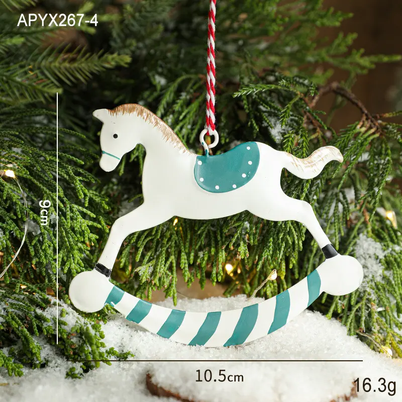 Christmas Danish Metal Hand-painted Christmas Tree Pendant Christmas Atmosphere Christmas Drum Gift Pendant Drop Ornaments