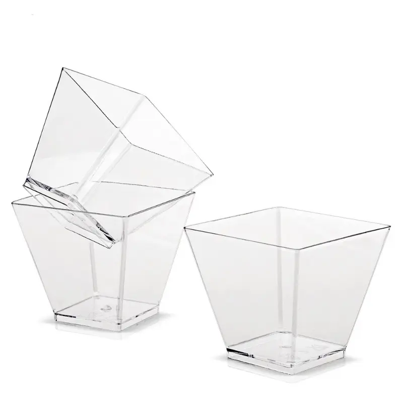 50Pcs Disposable Plastic Mousse Cup Ladder Shaped Cup Pudding Cup Dessert Cake Cup Appetizer Jelly Yogurt Mousse Baking Cup
