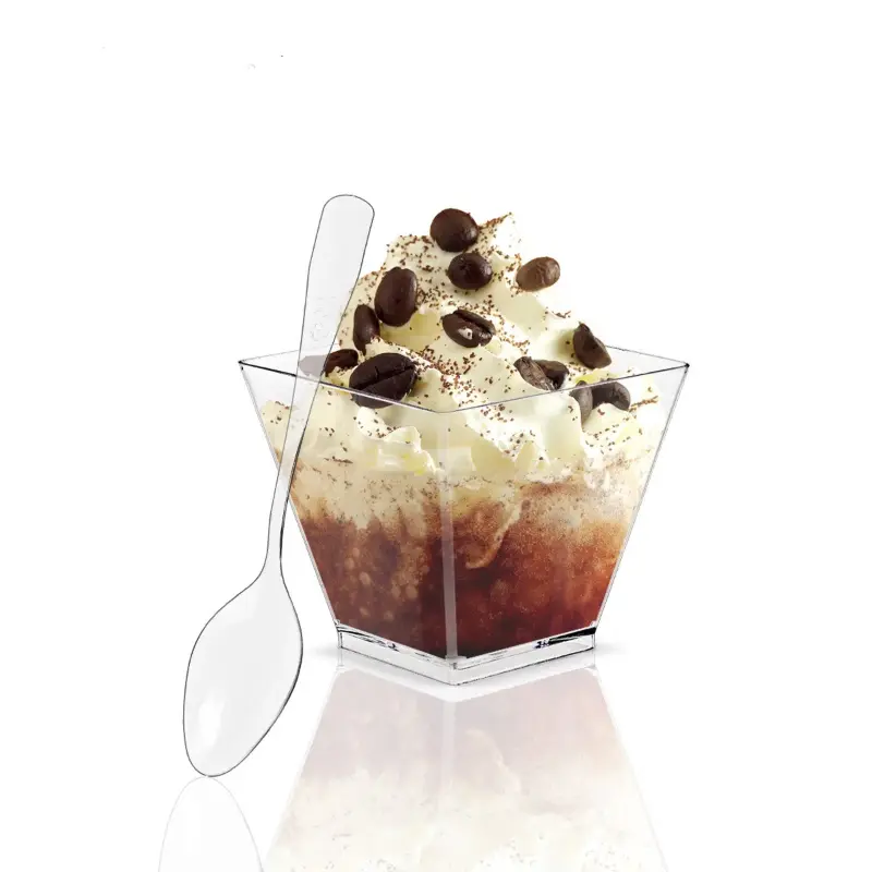 50Pcs Disposable Plastic Mousse Cup Ladder Shaped Cup Pudding Cup Dessert Cake Cup Appetizer Jelly Yogurt Mousse Baking Cup