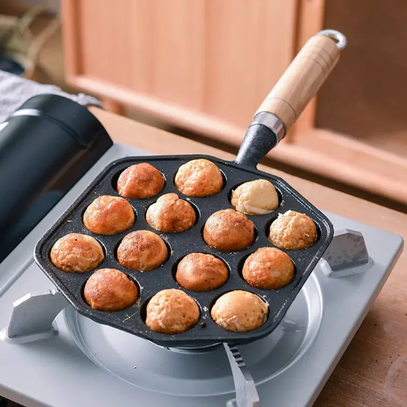 Baking Pan 14 Holes Gift Pancake Home Kitchen Professional Induction Cast Iron Gas Stove Octopus Meatball Machine Quail Egg Mold