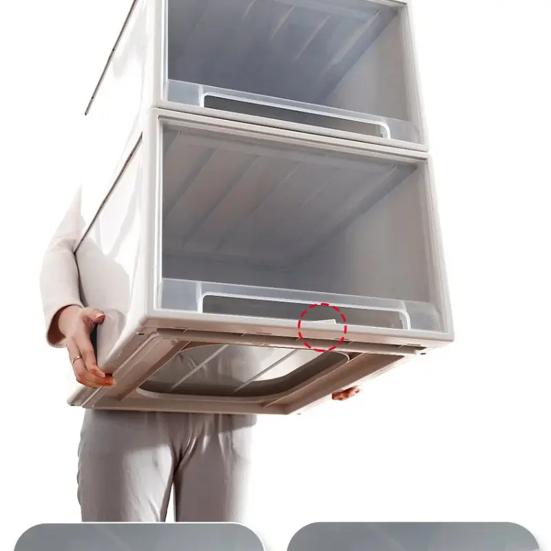Wardrobe Storage Plastic Transparent Household Clothes Organizer Quilt Boxes Cabinet Closet Storage Bin Storage Box
