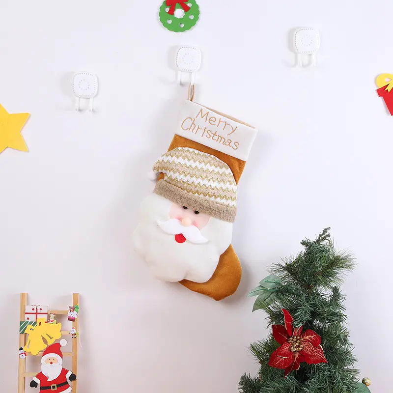 Christmas Candy Bag Gift Bag Cute Cartoon Big Head Old Man Snowman Reindeer Christmas Socks Decoration Stockings