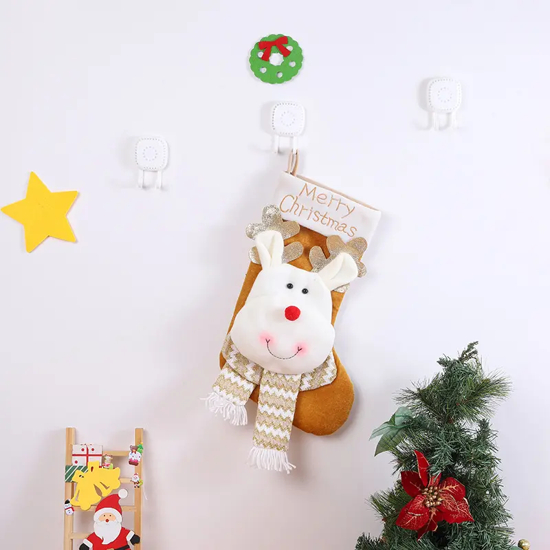 Christmas Candy Bag Gift Bag Cute Cartoon Big Head Old Man Snowman Reindeer Christmas Socks Decoration Stockings