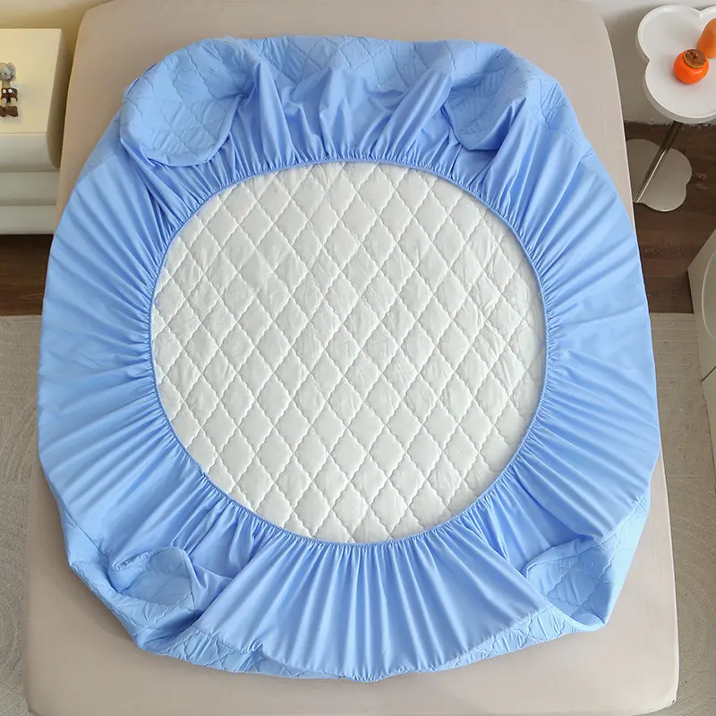 Solid Color Dust-proof Elastic Band Anti Slip Mattress Protector Fully Covered Mattress Cushion Protective Cover Bedsheet