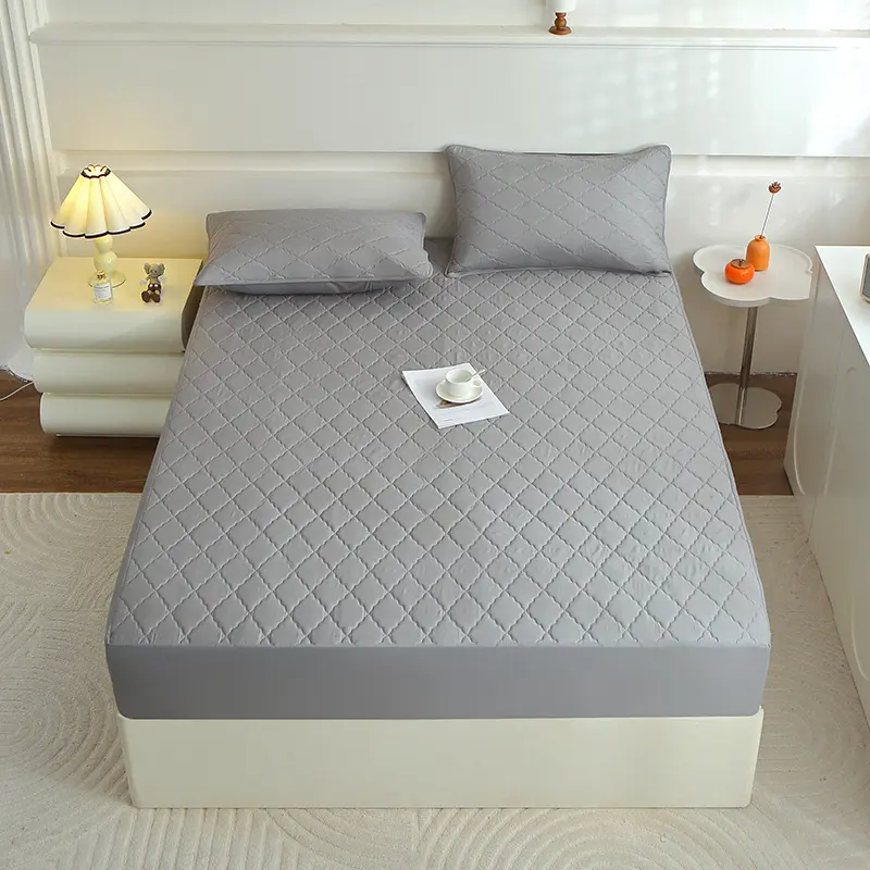 Solid Color Dust-proof Elastic Band Anti Slip Mattress Protector Fully Covered Mattress Cushion Protective Cover Bedsheet