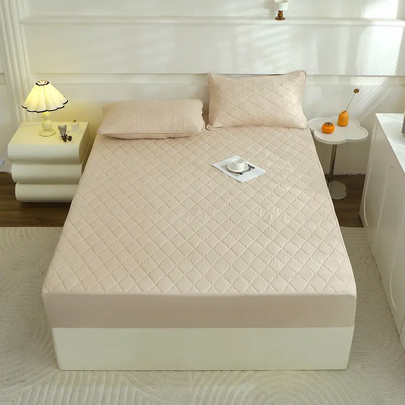 Solid Color Dust-proof Elastic Band Anti Slip Mattress Protector Fully Covered Mattress Cushion Protective Cover Bedsheet