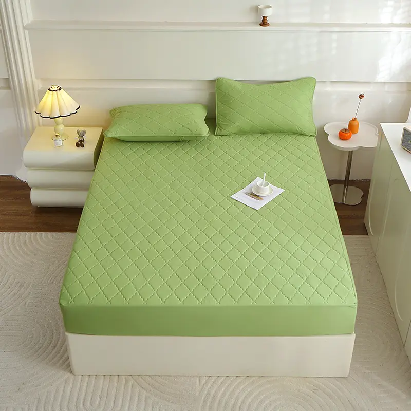 Solid Color Dust-proof Elastic Band Anti Slip Mattress Protector Fully Covered Mattress Cushion Protective Cover Bedsheet