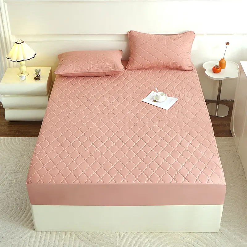 Solid Color Dust-proof Elastic Band Anti Slip Mattress Protector Fully Covered Mattress Cushion Protective Cover Bedsheet