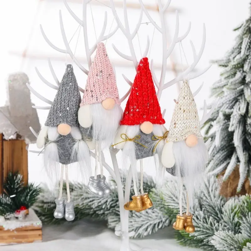 Christmas Sequins Dolls Long Leg Faceless Gnome Xmas Tree Ornaments Santa Claus Dwarf Toys Hanging Pendants Party Supply
