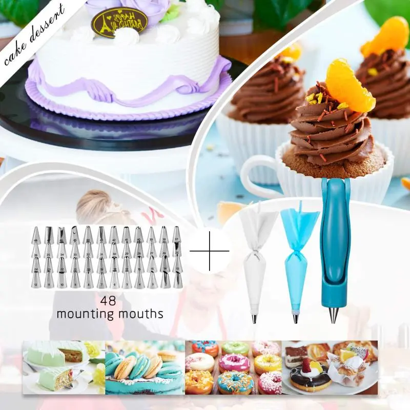 Meibum 124Pcs Pastry Nozzles Converter Cake Decorating Tip Set Stainless Icing Piping Tips Confectionery Cream Bag Baking Tools