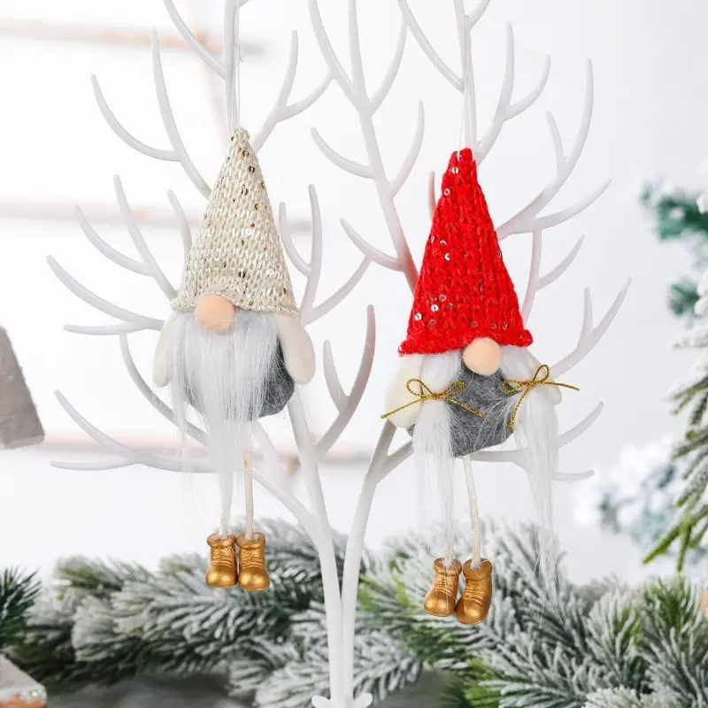 Christmas Sequins Dolls Long Leg Faceless Gnome Xmas Tree Ornaments Santa Claus Dwarf Toys Hanging Pendants Party Supply