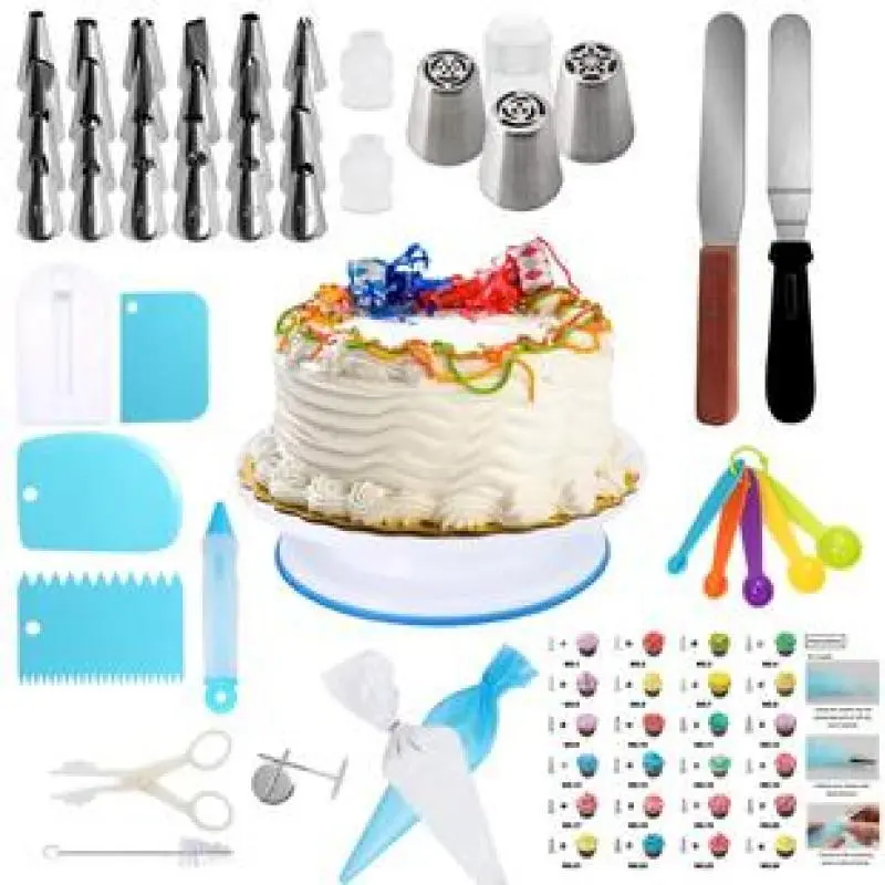 Meibum 124Pcs Pastry Nozzles Converter Cake Decorating Tip Set Stainless Icing Piping Tips Confectionery Cream Bag Baking Tools