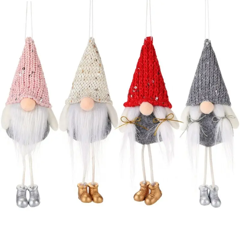 Christmas Sequins Dolls Long Leg Faceless Gnome Xmas Tree Ornaments Santa Claus Dwarf Toys Hanging Pendants Party Supply