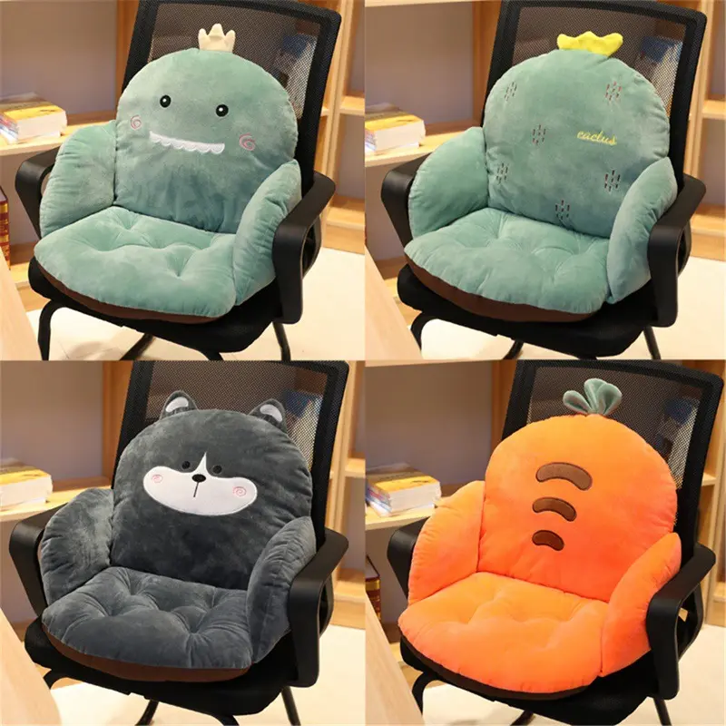 Office Chair Cushion Thickened Half Pack Seat Cartoon Throw Pillow Cushion Soft Fluffy Plush Student Butt Pad Back Cushions