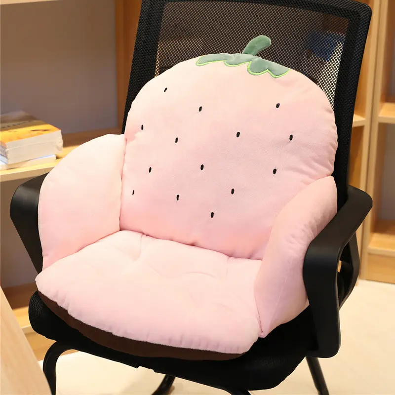 Office Chair Cushion Thickened Half Pack Seat Cartoon Throw Pillow Cushion Soft Fluffy Plush Student Butt Pad Back Cushions