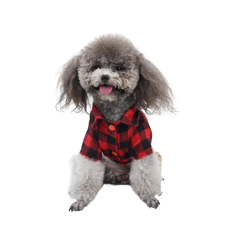 Pet Clothes Classic Plaid England Style Pet Rompers Dog Puppy Jumpsuit Clothes Soft Puppy Brushed Plaid Strap Pants Shirt