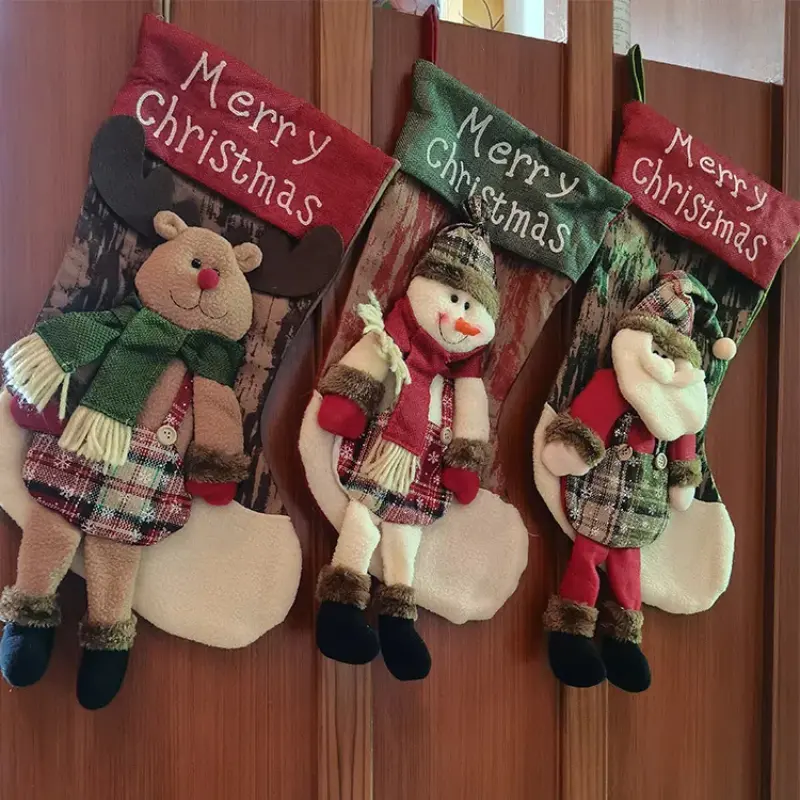 New Christmas Gifts Children's Candy Bags Christmas Tree Pendants Large Merry Christmas Socks New Year Home Decorations