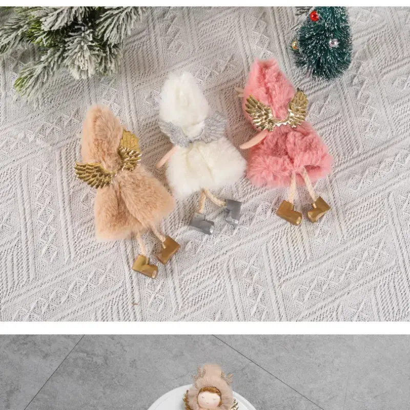 2PC Girl Pendant Soft Exquisite Creative Plush Angel Decoration Christmas Tree Ornaments Elk Pendant Unique Lovely Ornaments