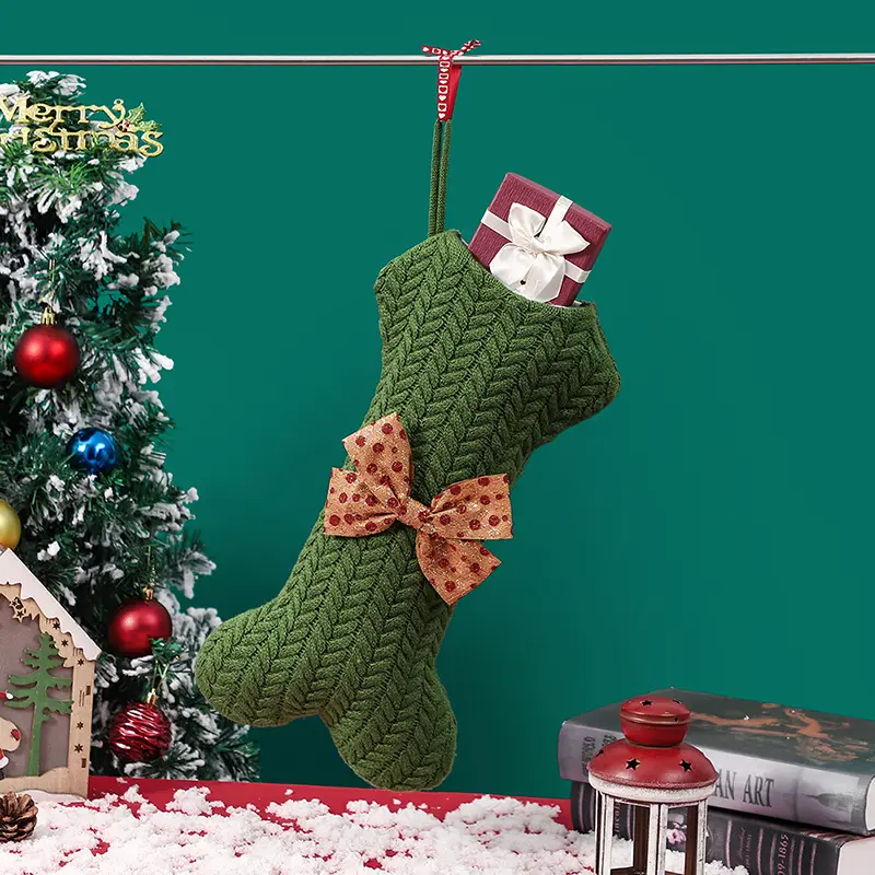 Christmas Knitting Stocking Christmas Decoration For Home Xmas Tree Ornament Gift Christmas Pendant Party Supplies