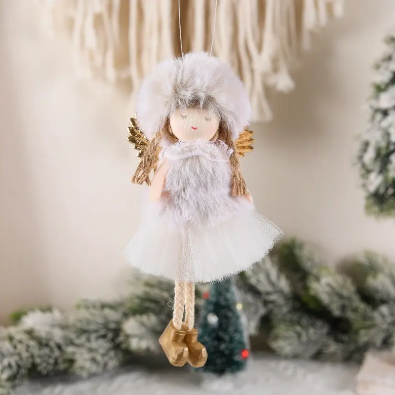 New Christmas Plush Angel Wing Doll Pendant Christmas Tree Pendant Home Furnishings New Year Party Decorations Children's Gifts