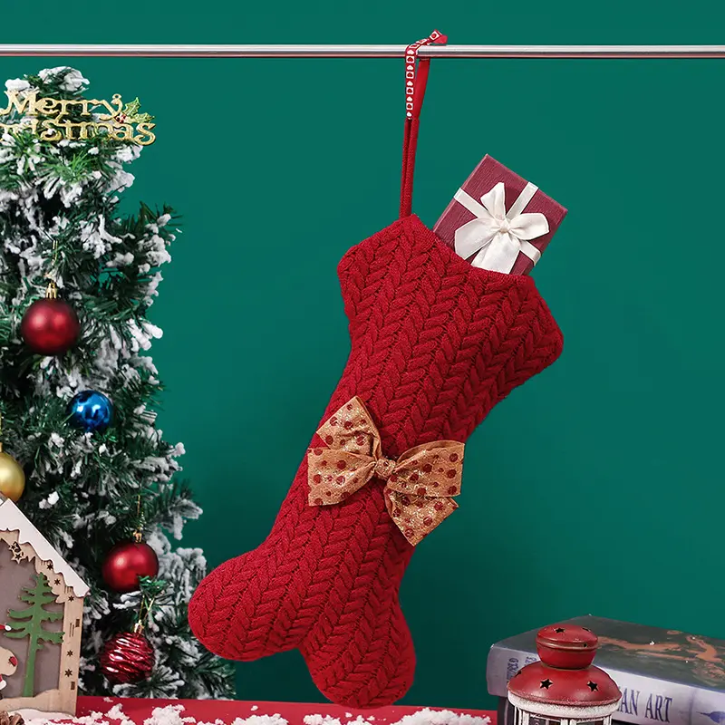 Christmas Knitting Stocking Christmas Decoration For Home Xmas Tree Ornament Gift Christmas Pendant Party Supplies