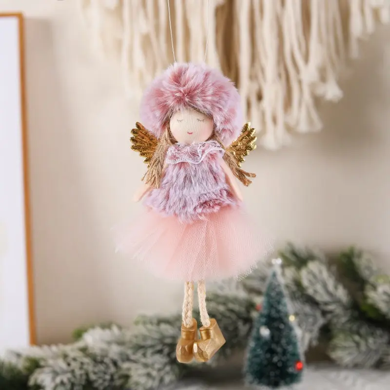 New Christmas Plush Angel Wing Doll Pendant Christmas Tree Pendant Home Furnishings New Year Party Decorations Children's Gifts