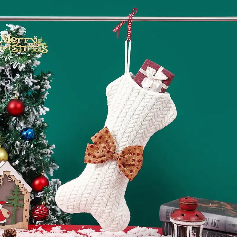 Christmas Knitting Stocking Christmas Decoration For Home Xmas Tree Ornament Gift Christmas Pendant Party Supplies