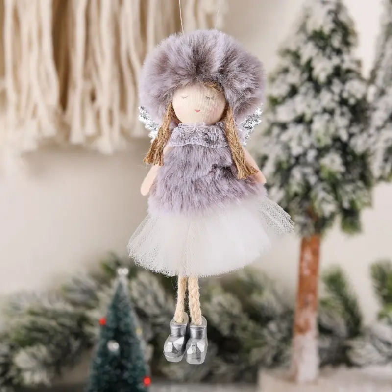 New Christmas Plush Angel Wing Doll Pendant Christmas Tree Pendant Home Furnishings New Year Party Decorations Children's Gifts