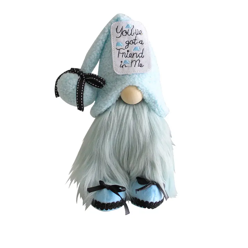 Christmas Blue Faceless Doll Window Decoration Creative Festive Dwarf Standing Doll Table Ornaments Xmas Decor