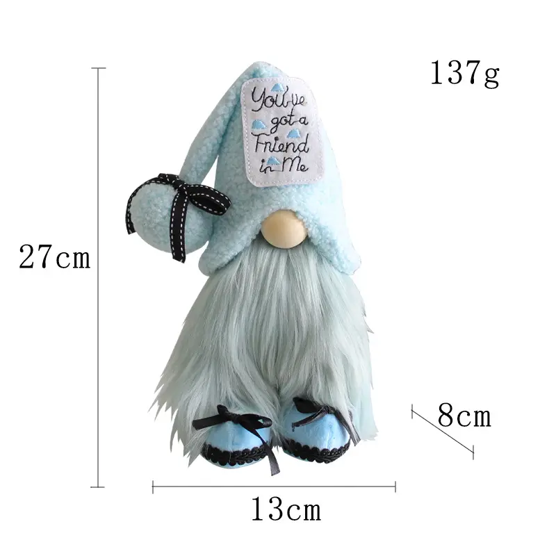 Christmas Blue Faceless Doll Window Decoration Creative Festive Dwarf Standing Doll Table Ornaments Xmas Decor
