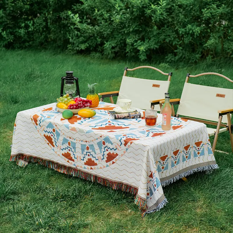 Bohemian Style Picnic Mat Camping Tablecloth Outdoor Lawn Moisture-proof Floor Mat Tent Equipment Blanket Thickened