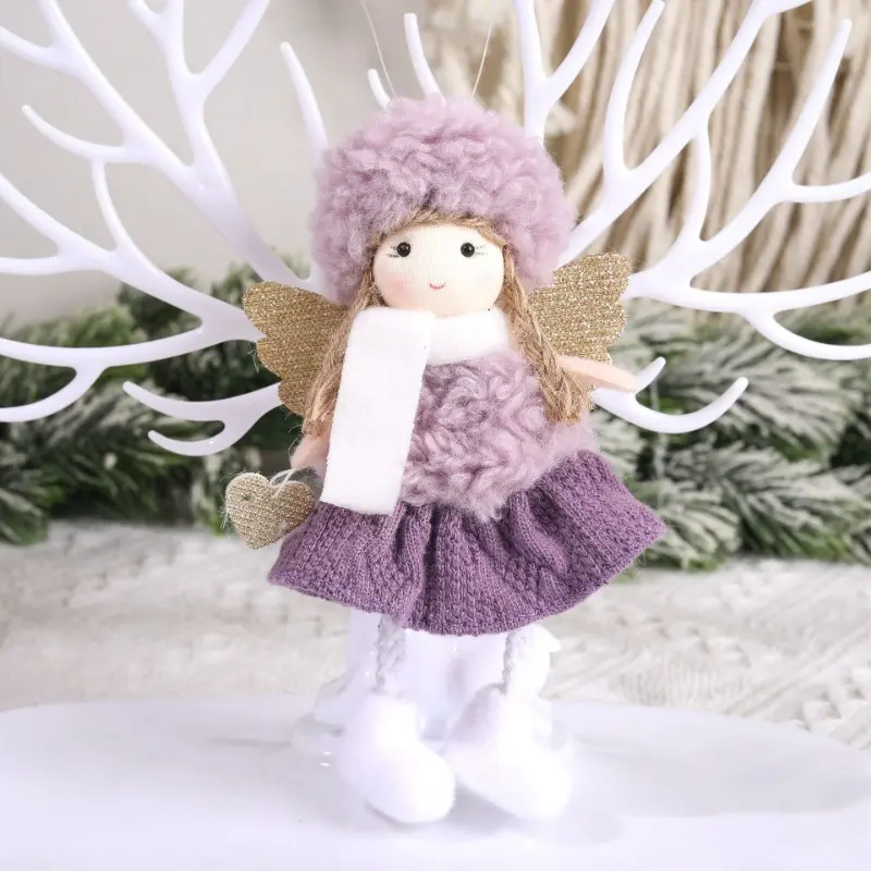 Pendants Christmas Fadeless Angel Doll with No Linting Christmas Decoration for Window Sill Railing Christmas Tree Ornament