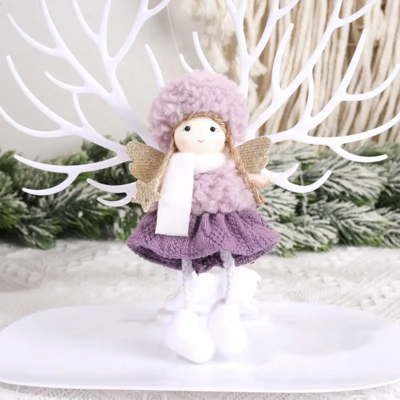 Pendants Christmas Fadeless Angel Doll with No Linting Christmas Decoration for Window Sill Railing Christmas Tree Ornament