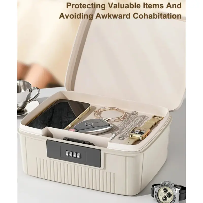 Portable Four Digit Password Lock Safe Box Household Cash Jewelry Privacy Security Storage Box Passport Medicine Organizer Box