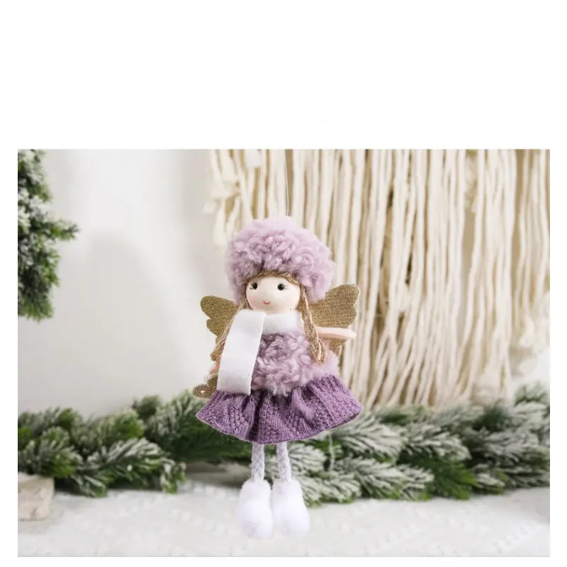 Pendants Christmas Fadeless Angel Doll with No Linting Christmas Decoration for Window Sill Railing Christmas Tree Ornament