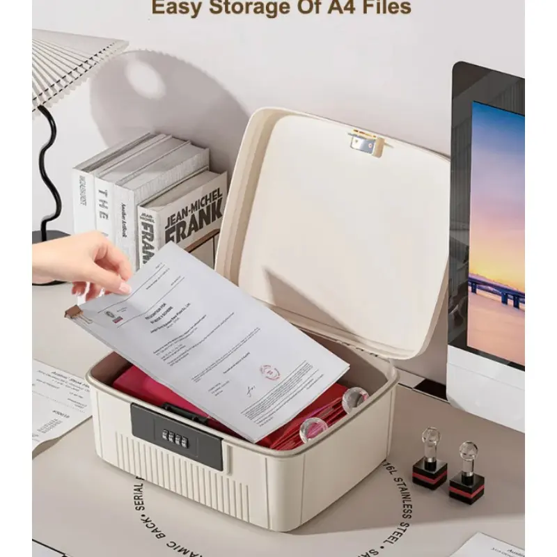 Portable Four Digit Password Lock Safe Box Household Cash Jewelry Privacy Security Storage Box Passport Medicine Organizer Box