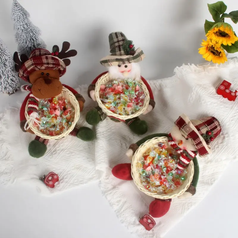 Christmas Candy Basket Decoration Christmas Desktop Decoration Children's Candy Fruit Basket Wholesale Christmas Decorations