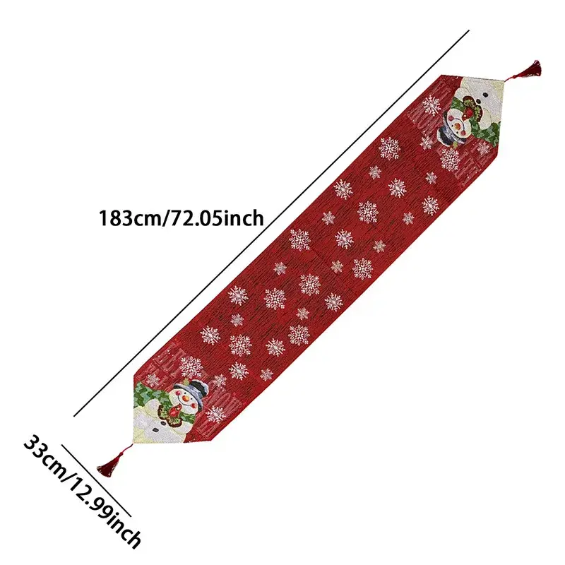 Cotton Linen Snowman Snowflork Embroidery Table Runner For Christmas Decoration Table Cover Red Xmas Party Table Flag Tablecloth