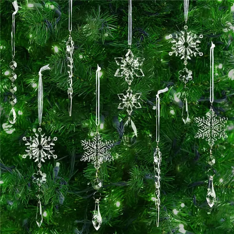Christmas Transparent Crystal Acrylic Pendant Interior Decoration Lighting Decoration Wedding Home Bead String Curtain